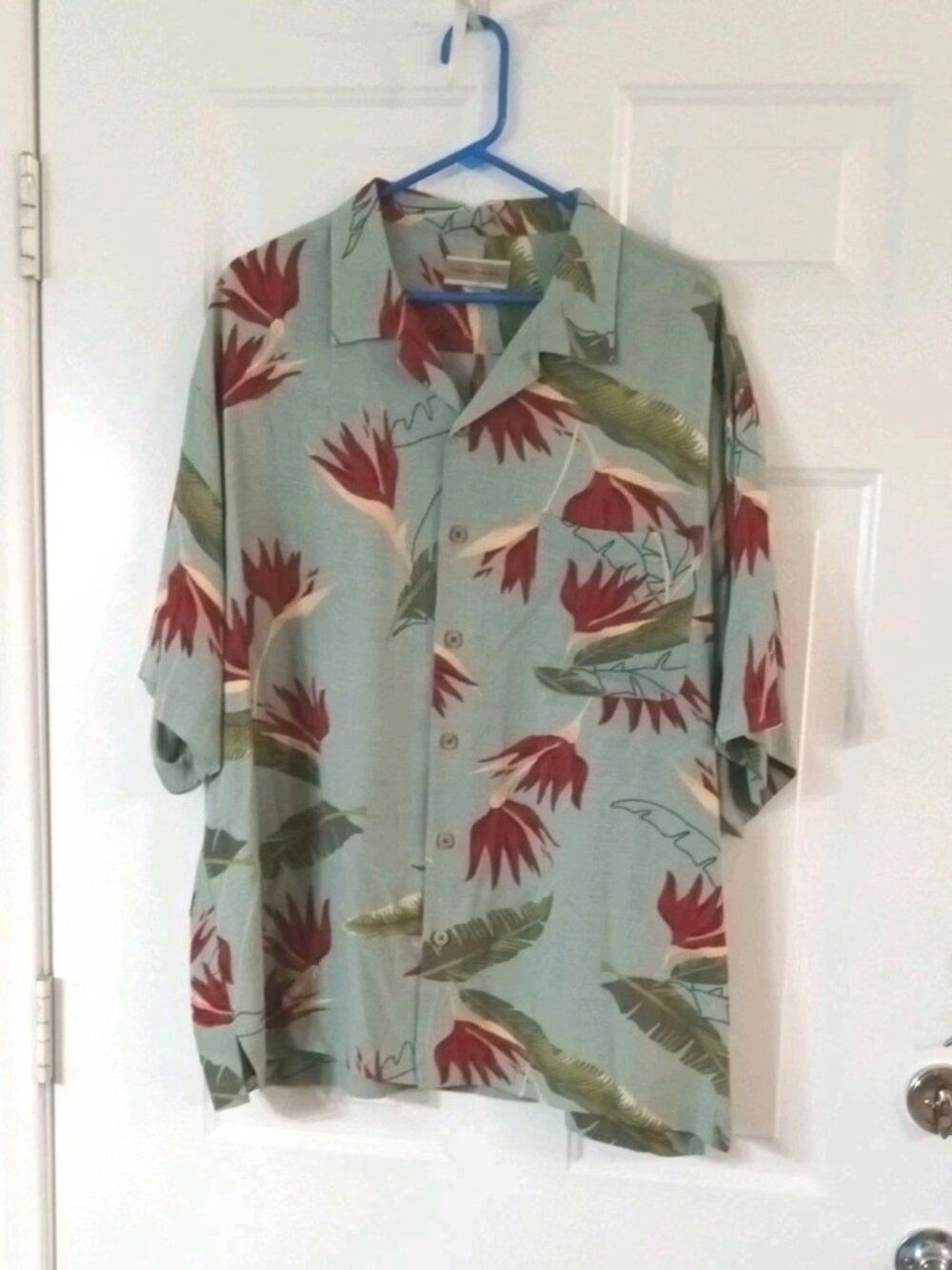 Original Island Sport Floral Hawaiian Tropical Button Up Shirt Men's XL Rayon